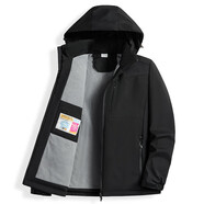 西域駱駝（VANCAMEL）短外套女男2025新爆款加絨風(fēng)衣小個(gè)子防風(fēng)加厚工裝夾克單層沖鋒衣 9930A曜石黑-男【純色】 4XL