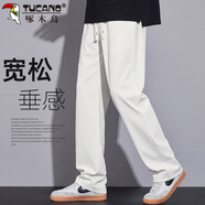 啄木鳥（TUCANO）休閑褲男春夏季直筒褲子男寬松運動褲男士潮百搭長褲 白色 XL