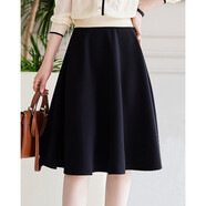 德瑪納【通勤a字傘裙】春秋收腰半裙簡(jiǎn)約半身裙女中長(cháng)款 黑色 XL 