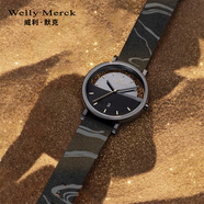 welly merck威利默克瑞士品牌手表男士手表夜光防水商務(wù)石英送禮節(jié)日禮物 落日男表款 印花表帶 40mm