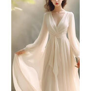 映棠2025早春新款時(shí)尚百搭法式長(cháng)裙感氣質(zhì)絕美溫柔風(fēng)白色雪  M 105斤內