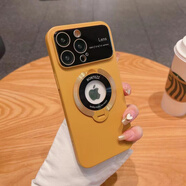 蘋(píng)客大視窗適用iPhone15Promax漏標磁吸支架手機殼全包鏡頭蘋(píng)果14護套 琥珀黃【自帶鏡頭膜+底部防塵網(wǎng)】 iPhone15Promax