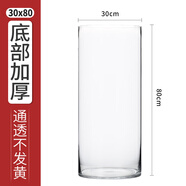 奇敬大號直筒高硼硅玻璃花瓶馬醉木富貴竹專用花瓶客廳酒店花瓶擺件 【口30×高80cm】 玻璃花瓶（不含花）