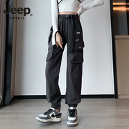 吉普（JEEP）機能沖鋒褲女春秋季戶外徒步傘兵褲子防風防水速干登山工裝運動褲 7205云霧灰 XL