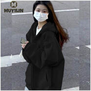 沐依琳秋季衛衣外套女秋冬2025年新款開(kāi)衫休閑連帽套裝韓系慵懶風(fēng)厚 黑色【不起球重磅純棉】 不 加絨 2XL 關(guān)注店鋪 極速發(fā)貨