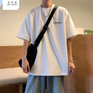 吳權(quán)灣胖子超大碼重磅華夫格T恤男短袖夏季潮流ins情侶半袖寬松上衣服 白色 4XL 180至200斤可穿