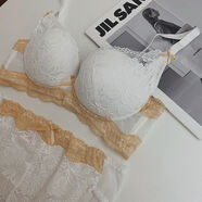 維多利亞的秘性感的秘密內衣女士純欲風(fēng)小胸聚攏無(wú)鋼圈蕾絲薄款舒適文胸套裝 仙女白 34/75A