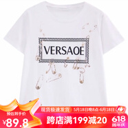 楊冪明星同款衣服2023歐洲站女裝寬松純棉上衣潮牌短袖T恤女夏 字母-白色 S