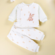 承承鹿嬰兒衣服秋冬季套裝新生兒寶寶冬款無骨三層夾棉加厚分體棉衣冬裝 加棉套裝/3322小兔青袖【新】 59碼(推薦11-17斤寶寶穿)