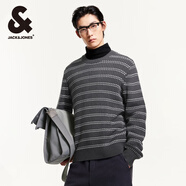 杰克·瓊斯（JACK&JONES）男裝秋冬男士毛衣肌理感條紋織花基礎(chǔ)套頭長袖針織衫寬松打底衫男 鍛鋼灰E39 鍛鋼灰E39 M 175