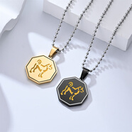 知酷成龍歷險(xiǎn)記周邊十二生肖項(xiàng)鏈不銹鋼吊牌符咒吊墜狗鈦鋼嘻哈掛墜 黑色狗生肖
