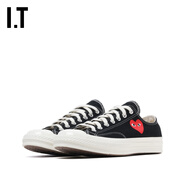 PLAY COMME DES GARCONS CDG IT 川久保玲情侶款系帶運動鞋帆布鞋 BKX/黑色 36.5 （4以此尺碼為準(zhǔn)）