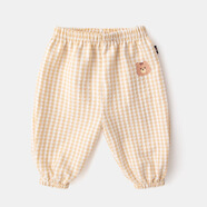 嘟嘟家寶寶長(cháng)褲夏裝嬰兒夏天防蚊褲男童格子褲女兒童褲子休閑褲 卡其格