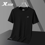 特步（XTEP）運(yùn)動短袖t恤男速干衣夏季新款冰絲健身上衣寬松休閑薄款跑步半袖 正黑色-冰絲速干款 3XL 190