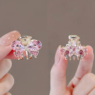 VISIT日韓仿水晶蝴蝶結發(fā)飾小號發(fā)夾迷你抓夾側邊劉海夾前額碎發(fā)夾女生 水晶蝴蝶結水晶花抓夾