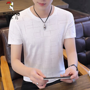 啄木鳥（TUCANO）t恤男士冰絲冰感半袖夏季短袖T恤男百搭青年潮流夏天薄款圓領(lǐng)格子 1671白色 M