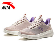 安踏（ANTA）女鞋秋季輕云跑步鞋女款2025新款網(wǎng)面透氣緩震軟底休閑運動(dòng)鞋子女 藕灰/紫光色-3 35.5