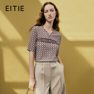 愛(ài)特愛(ài)（EITIE）經(jīng)典字母印花V領(lǐng)修身顯瘦短袖針織T恤上衣春季新款女7302003 極簡(jiǎn)黑20 M 160
