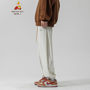 稻草人休閑褲男春秋季新款男士燈芯絨褲休閑長(cháng)褲寬松大碼小腳褲潮 米白WK39 L