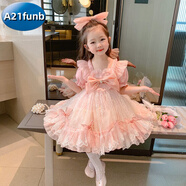 A21funb女童洛麗塔公主裙小女孩春秋2025新款洋氣兒童蓬蓬彩虹網(wǎng)紗連衣裙 夏-款粉色桃心洛麗塔616+發(fā)飾 120 cm