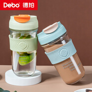 Debo 德鉑玻璃咖啡杯便攜式水杯高顏值耐熱男女網(wǎng)紅款 綠色-透明 520ml