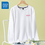 真維斯（JEANSWEST）長(cháng)袖t恤女2025春秋季新款寬松純棉內搭打底衫女裝時(shí)尚百搭上衣服 白色 浪漫奇妙夜_K M