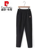 皮爾卡丹（pierre cardin）秋冬新款毛呢子加厚中年褲女士哈倫錐形長(cháng)褲高腰老爹休閑褲 黑色 XL