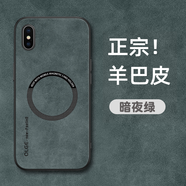 米尼鹿  蘋(píng)果xsmax手機殼磁吸蘋(píng)果X羊巴皮全包防摔保護套液態(tài)硅膠磨砂硬殼輕奢男女款 【暗夜綠】真皮手感丨內置引磁環(huán) 蘋(píng)果XR