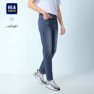 海瀾之家HLA海瀾之家直筒牛仔褲男25五袋款繡花時(shí)尚褲子男春季
