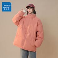 真維斯（JEANSWEST）棉服女2024新款冬季新款寬松立領(lǐng)加厚保暖情侶面包服棉襖外套女生 柔和桃 純色 2XL