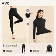 VVC打底褲女春秋新款高腰小腳鯊魚(yú)褲塑形修身顯瘦高彈瑜伽褲子 【220g絨款+曜石黑肌底衣】組合組合 M （90-100斤）