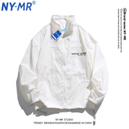 NY-MR國潮男裝連休閑防曬衣服夏季薄夾克外套戶外旅行潮流皮膚衣男女同 YZ-2631#奶白色 S