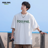 Foss Phil美式潮流印花短袖夏季純棉寬松打底衫休閑t恤男女裝DT03白色XL