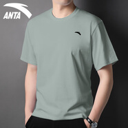 安踏短袖t恤男裝冬季輕薄透氣半袖寬松冰絲速干衣跑步健身休閑運動(dòng)服 -2霧灰綠 L 175