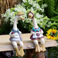 新美式乡村树脂卡通鸭子摆件庭院花园仿真动物园艺装饰品造景摆设 卡通树脂情侣鸭