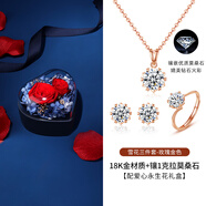洛義法梵希18K玫瑰金一克拉莫桑鉆項(xiàng)鏈女士鎖骨鏈情人節(jié)生日禮物送女 一克拉莫桑鉆項(xiàng)鏈、耳釘、戒指