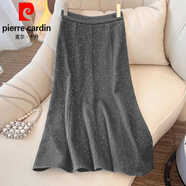 皮爾卡丹（pierre cardin）大l碼早春毛呢小香風(fēng)高腰顯瘦氣質(zhì)字中長(zhǎng)款百搭繁星魚尾半身裙潮 灰色【a字半身裙/裙子半身裙/半 S (建議80-90斤)