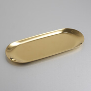 德勒（DELE）北歐ins不銹鋼橢圓盤(pán)酒店甜品蛋糕小吃盤(pán)首飾毛巾托盤(pán)金屬收納盤(pán) 【A款】金色盤(pán)小號 17.8cm