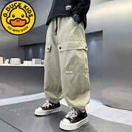 G.DUCKKIDS男童褲子速干春夏2023新款寬松兒童街舞運(yùn)動(dòng)褲帥氣中大童哈倫褲潮 卡其色 春夏新款 120 cm建議身高115-125cm5-6歲