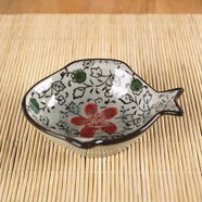 和風(fēng)四季 味碟日式釉下彩餐具手繪四方碟圓味碟調味料碟子沾碟復古餐具 紅花魚(yú)味碟(單個(gè)) 10.5cm
