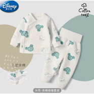 迪士尼（Disney）嬰兒秋冬款套裝高腰護肚男女寶寶秋季分體睡衣秋褲純棉兒童秋衣 米奇夾棉保暖套裝 73cm