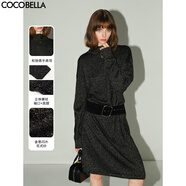 COCOBELLA[璀璨星河]黑金亮片針織連衣裙女高領(lǐng)毛衣裙FR3066-2 黑金色 S