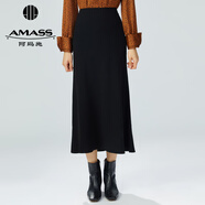 阿瑪施（AMASS）女裝2025春季新款氣質(zhì)優(yōu)雅高腰包臀魚尾半身長裙5200260 醋纖-黑 S (2碼)