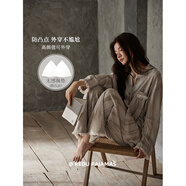 熱妒睡衣女春秋季純棉長(cháng)袖長(cháng)褲帶胸墊一體條紋寬松款睡衣套裝套裝 52917純棉套裝（帶胸墊防凸點(diǎn)） L