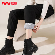 鴨鴨（YAYA）冬季御寒保暖羽絨褲男女同款休閑時(shí)尚百搭系帶長(zhǎng)褲加厚加絨褲
