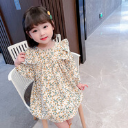 Radinka2025春秋新款女寶寶裙子女童公主裙洋氣娃娃領(lǐng)兒童連衣裙YSY 花邊公主裙黃色 100