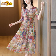 初徑連衣裙女新款2025品牌高端氣質(zhì)裙貴夫人復古減齡碎花裙 主圖色 M