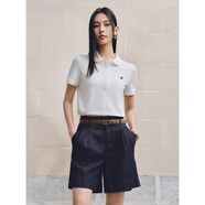 太平鳥(niǎo)女裝T恤柔軟短袖夏季miu系多色polo領(lǐng)莫代爾上衣 白色 S