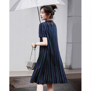 德瑪納【輕奢法式List】夏圓領設計感壓褶舒適復合絲花瑤a字連衣裙