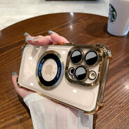 【品牌原裝】適用蘋(píng)果14promax手機殼iphone13全包防摔透明磁吸套 【香檳金】電鍍四角氣囊磁吸充電 iPhone 14 Pro Max